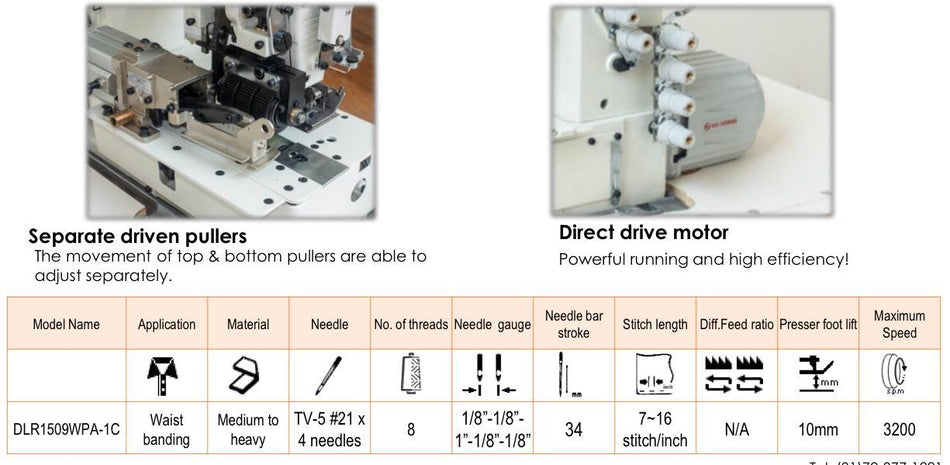 Pre Owned Kansai Special DLR-1509 Waistband Attaching Sewing Machine