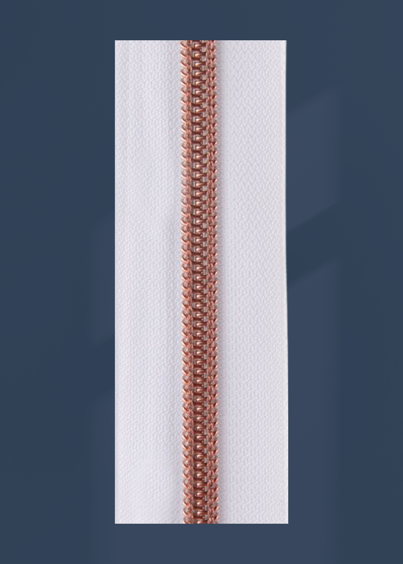 #3 Rose Gold Metallic Nylon Coil Continuous Zipper Roll - 3 Yds.