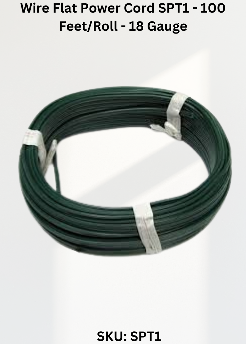 Wire Flat Power Cord SPT1 - 100 Feet/Roll - 18 Gauge