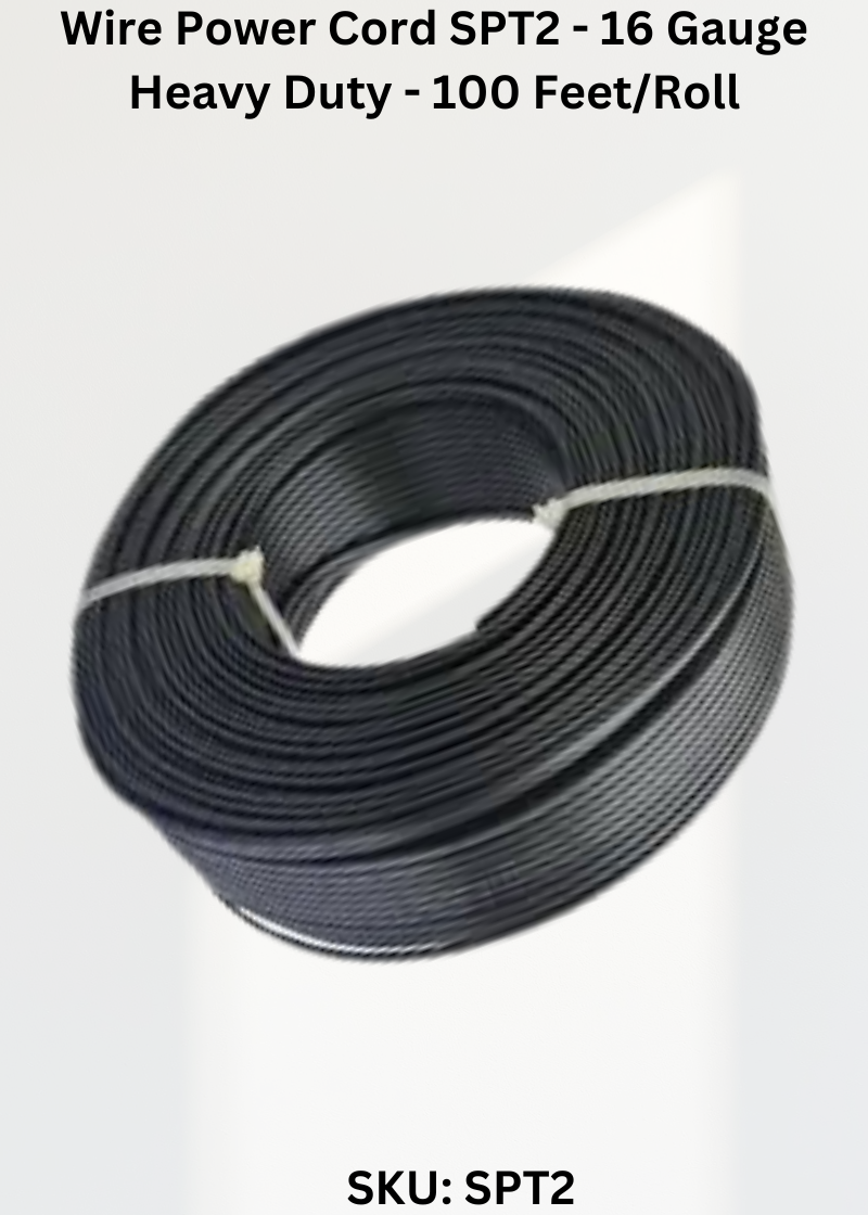 Wire Power Cord SPT2 - 16 Gauge Heavy Duty - 100 Feet/Roll