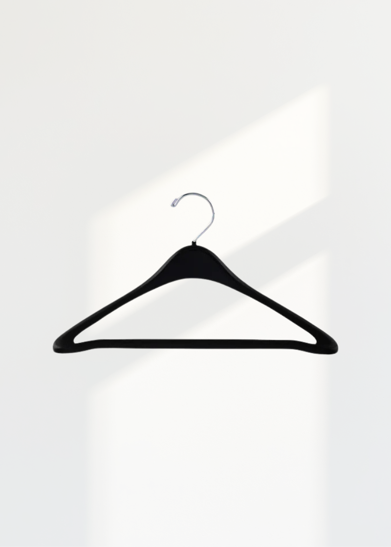 Wishbone Plastic Suit Hangers - 17" Length/ 3" Neck - 100/Box - Black