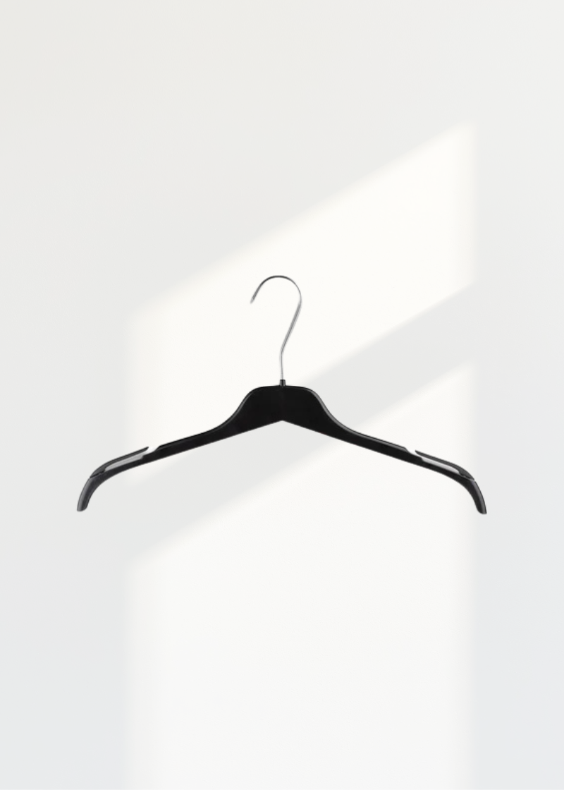 Women's Plastic Hangers W/Metal Hook - 16" Length/ 4 1/4" Neck - 300/Box - Black
