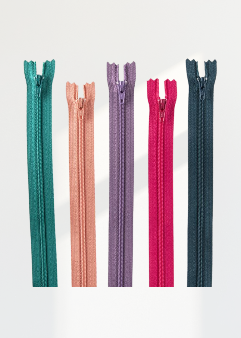 YKK #3 Nylon Coil Non-Separating Assorted Pant / Skirt / Dress / Bag / 
Upholstery Fashion Color Zippers - 33/Pack
