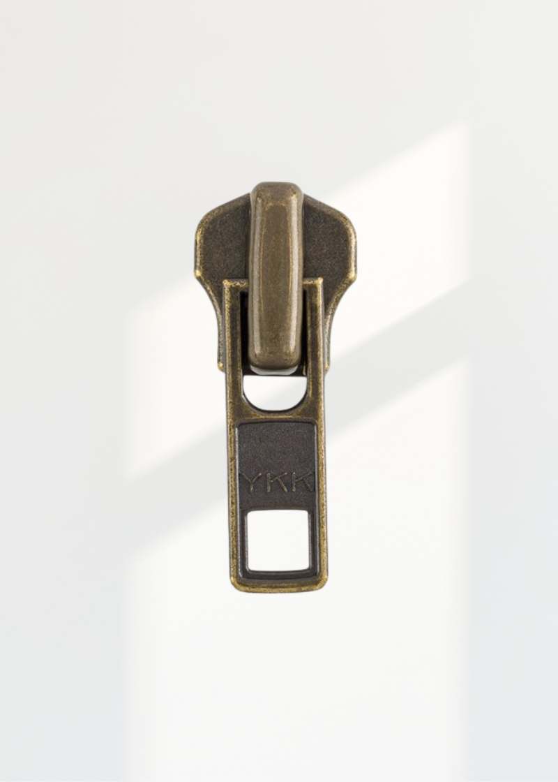YKK #7 Metal Jacket Zipper Pulls - Antique Brass
