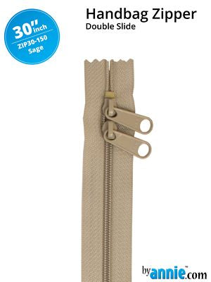 Patterns by Annie Handbag Zippers, 30" Double Slide-Sage
