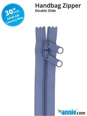 Patterns by Annie Handbag Zippers, 30" Double Slide-Country Blue