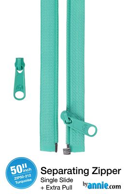 Patterns by Annie 50in Separating Zipper + Extra slide -Turquoise