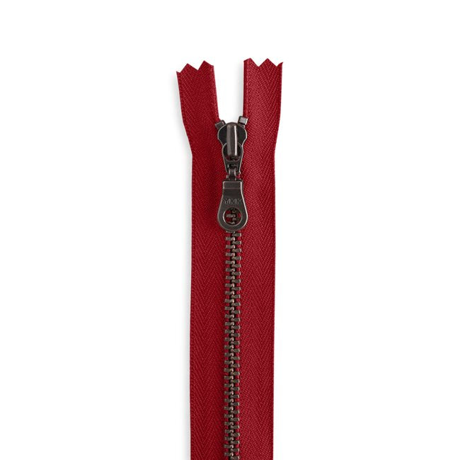 YKK #4.5 Antique Brass Donut Pull Bag Zipper - Red