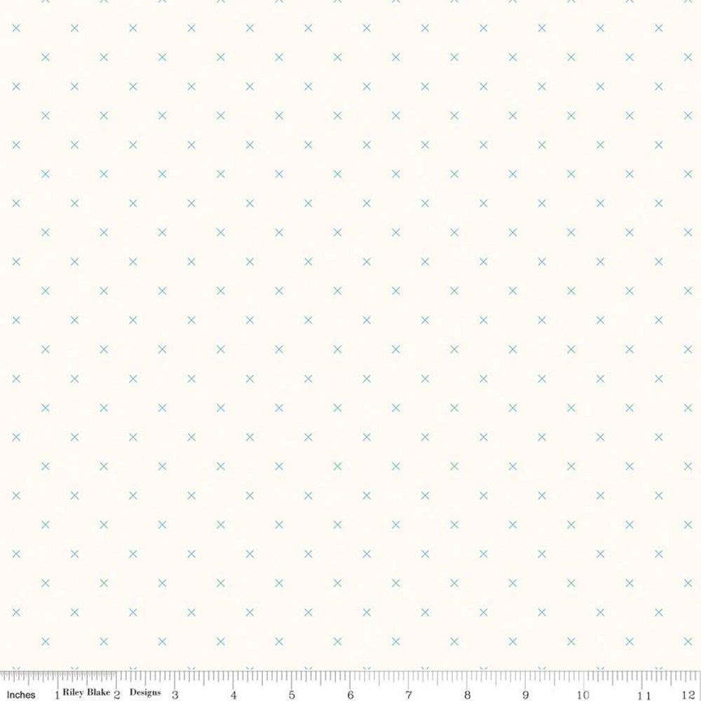 Bee Cross Stitch Fabric - Cloud/Cottage