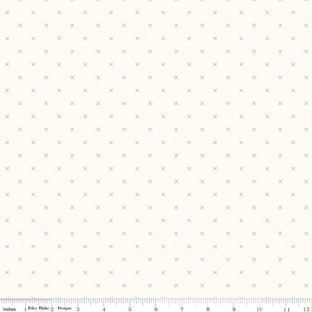 Bee Cross Stitch Fabric - Cloud/Cottage