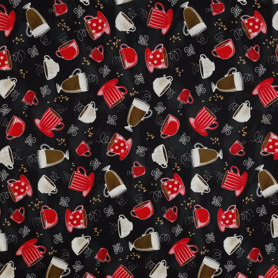 Perfect Brew Fabric Collection - Perfect Brew Cups Black