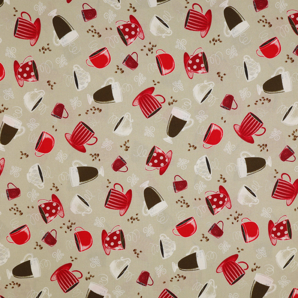 Perfect Brew Fabric Collection - Perfect Brew Cups Ecru