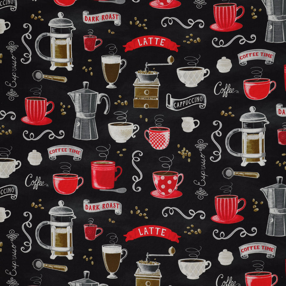 Perfect Brew Fabric Collection - Rise 'N Grind Black/Multi