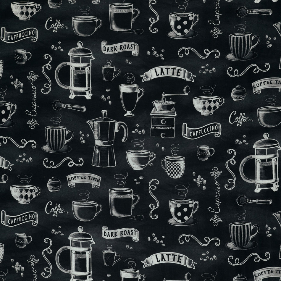 Perfect Brew Fabric Collection - Rise 'N Grind Black/White