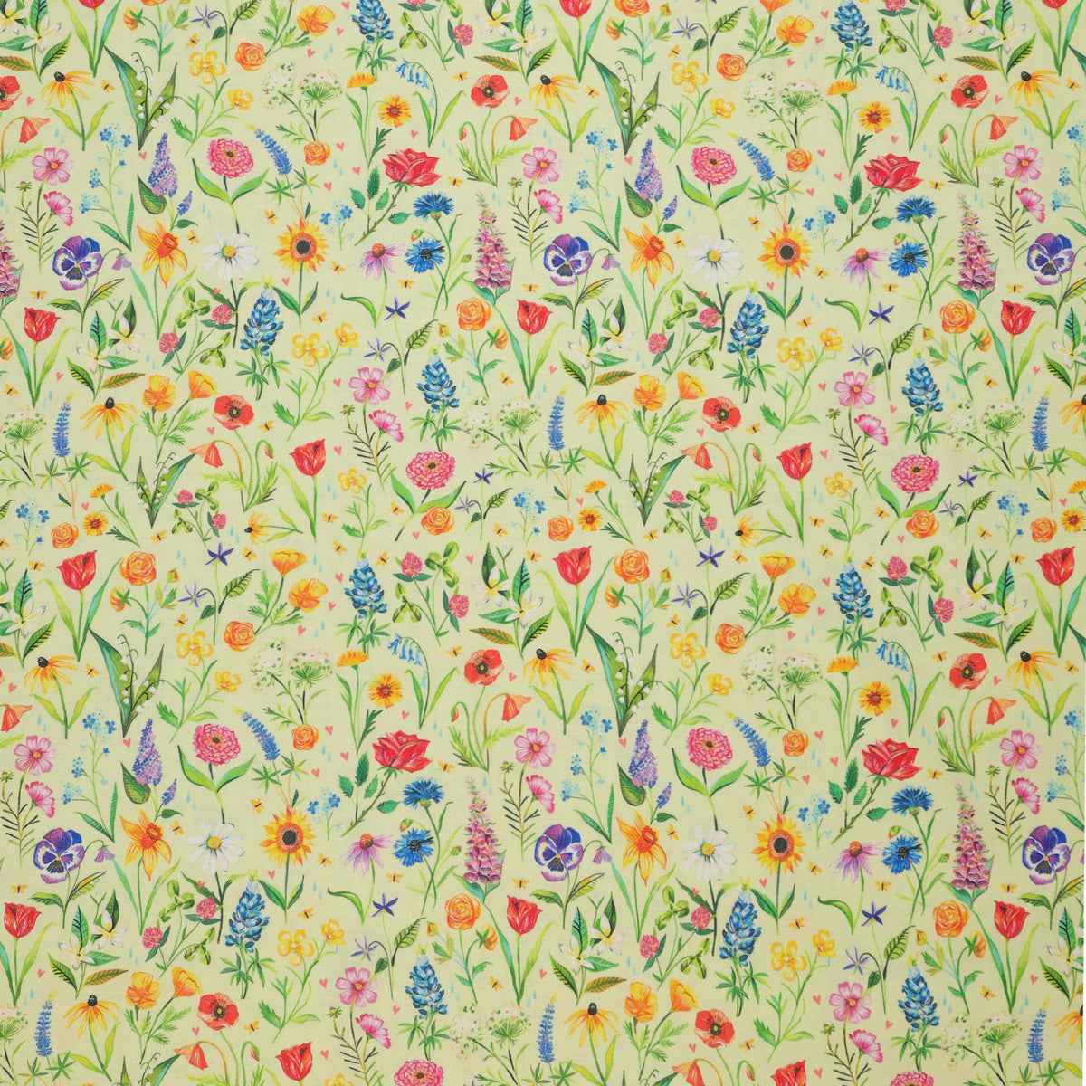 A Prairie Heart Fabric Collection - Meadow Flowers Light Fern