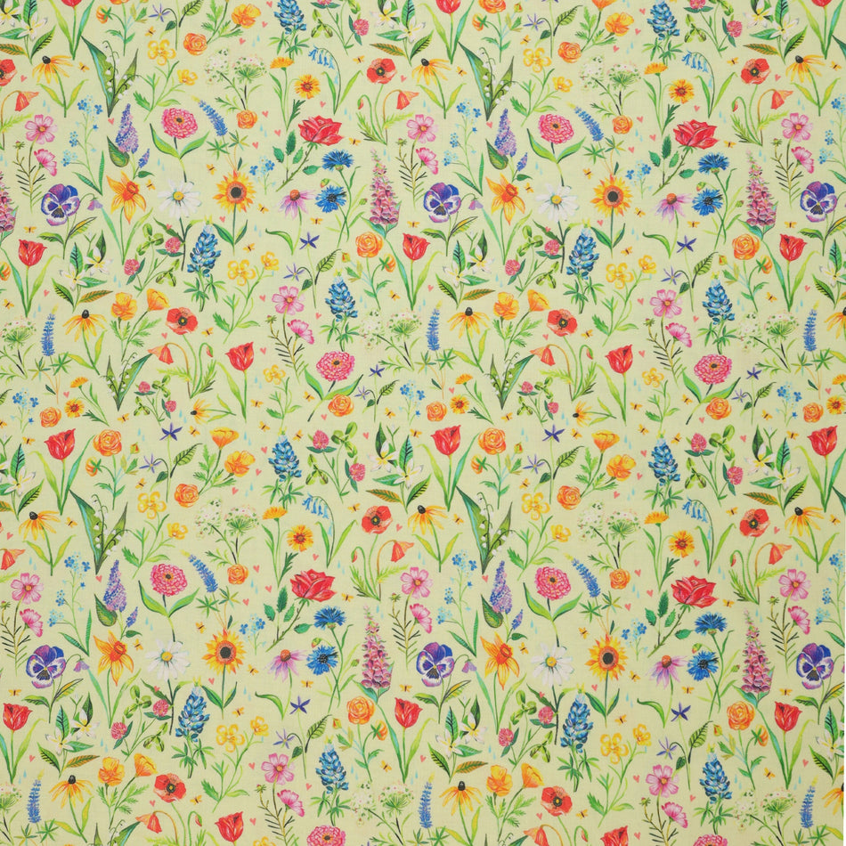 A Prairie Heart Fabric Collection - Meadow Flowers Light Fern