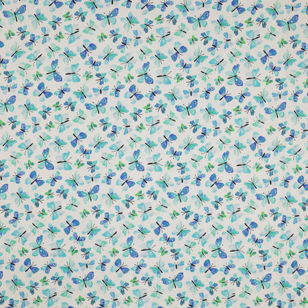 A Prairie Heart Fabric Collection - Rustic Flutter Teal/White