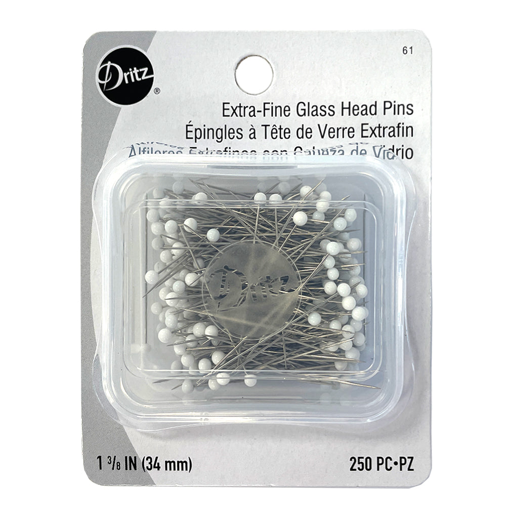 Glass Head Pins 1-3/8" D61 — White, 250pc.