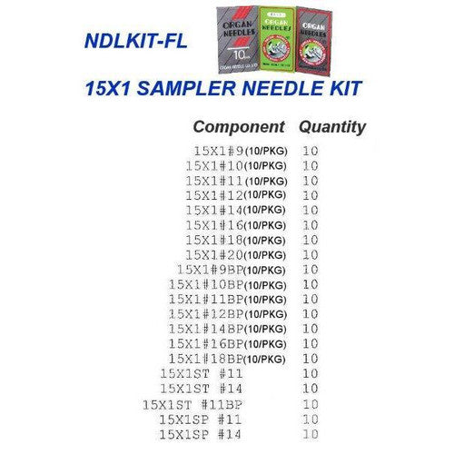 15X1 Sampler Needles Kit - Organ Needle #NDLKIT-FL