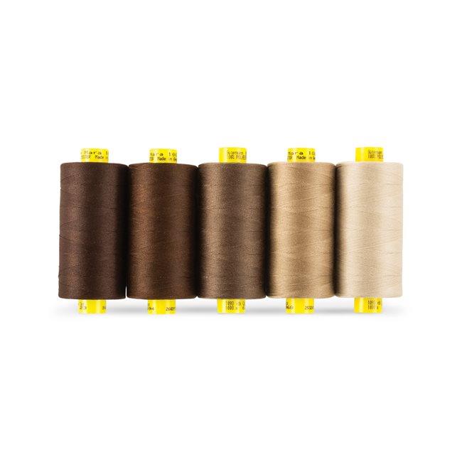 Gutermann Mara 100 All Purpose Thread Color Shades Pack – Tex 30, 1,093 Yards, 5-Pack, Brown