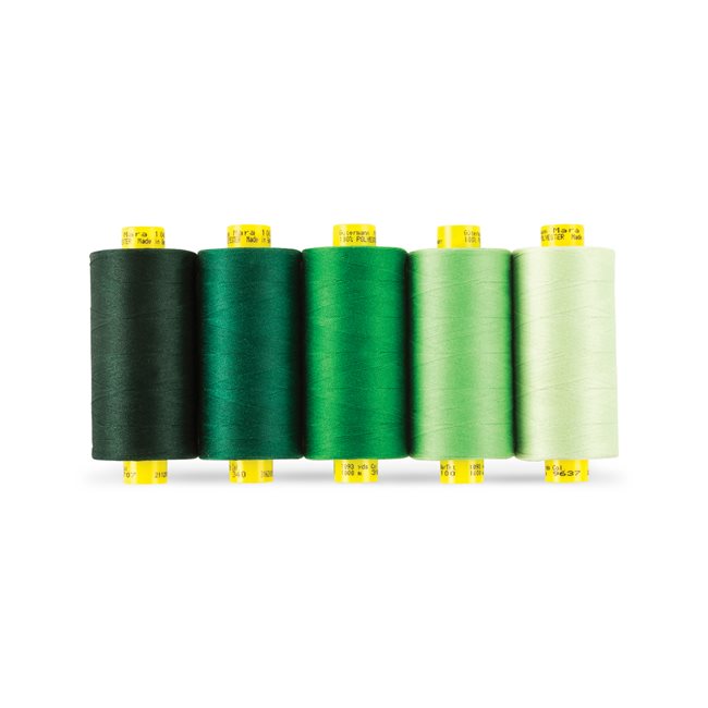 Gutermann Mara 100 All-Purpose Thread Shade Pack – Tex 30, 1,093 Yards Each – Green 5/Pack