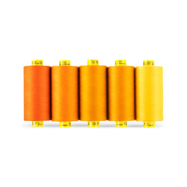 Gutermann Mara 100 All-Purpose Thread Shade Pack – Tex 30, 1,093 Yards Each – Orange Color Assortment – 5 Spool Pack