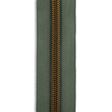 #5 Antique Brass Metallic Nylon Coil Continuous Zipper Roll - 3 yds.