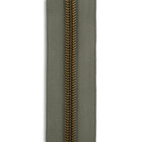 #5 Antique Brass Metallic Nylon Coil Continuous Zipper Roll - 3 yds.