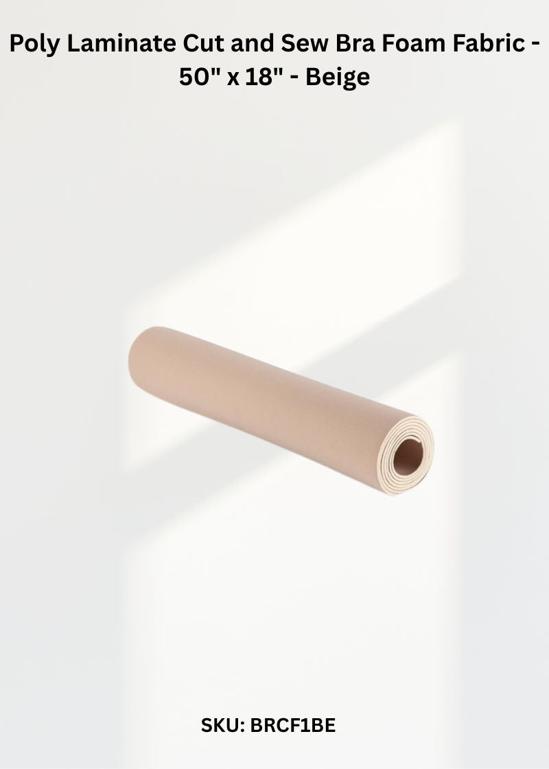 Poly Laminate Cut and Sew Bra Foam Fabric - 50" x 18" - Beige