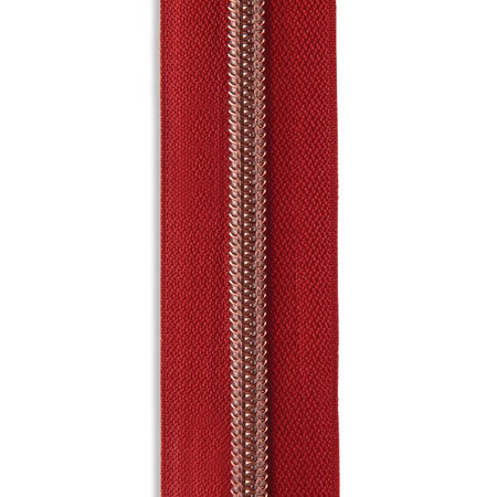 #3 Rose Gold Metallic Nylon Coil Continuous Zipper Roll - Burgundy