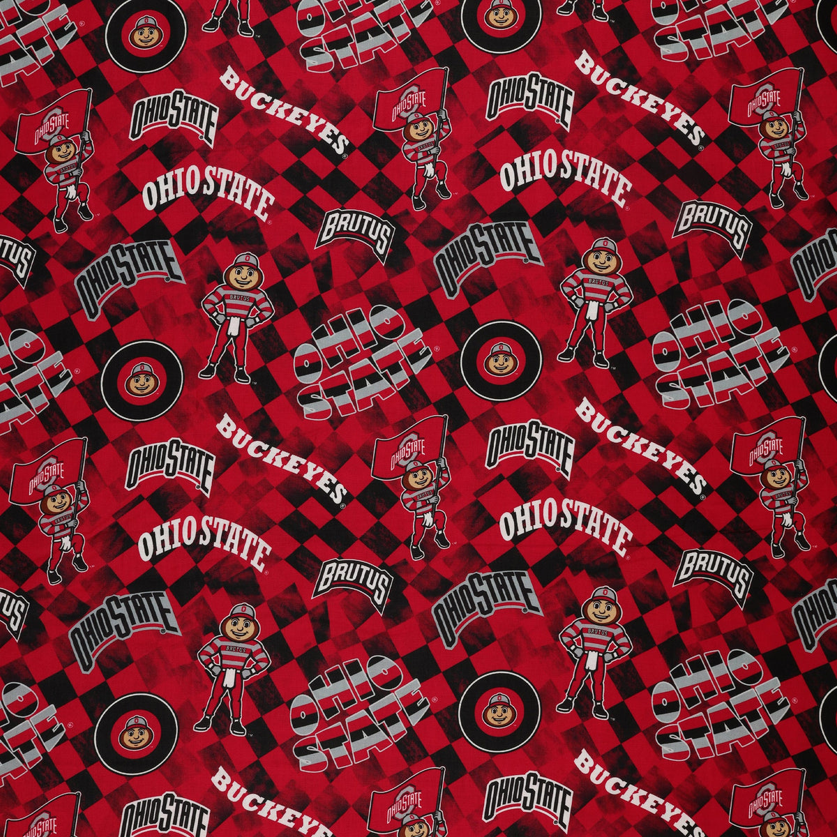 Ohio State University Allover Checker Fabric