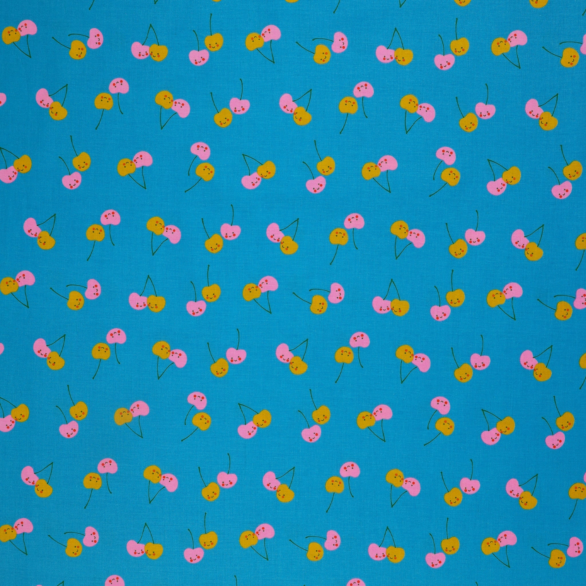 Trinketry Fabric Collection - Cherry Friends Bright Blue