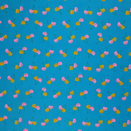 Trinketry Fabric Collection - Cherry Friends Bright Blue