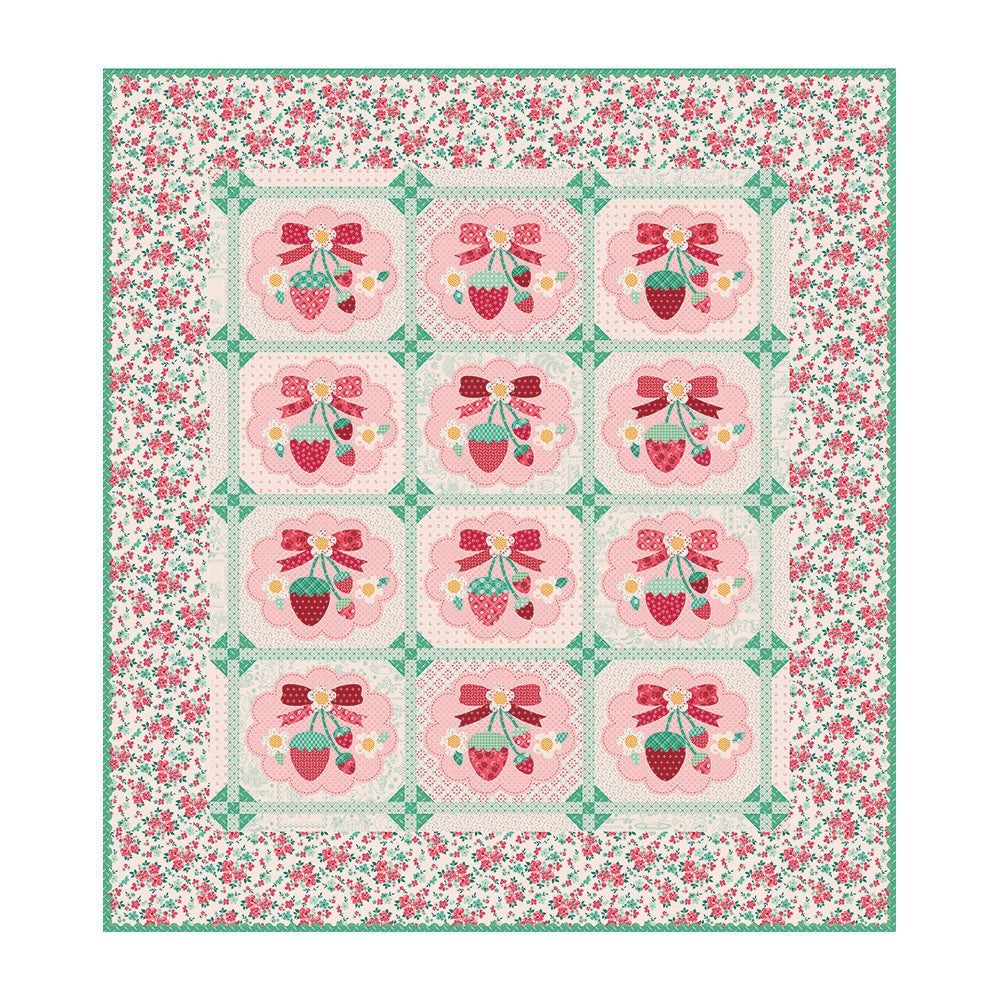Strawberry Crush Sew Along Quilt Kit Featuring Berry & Sage by Lori Holt