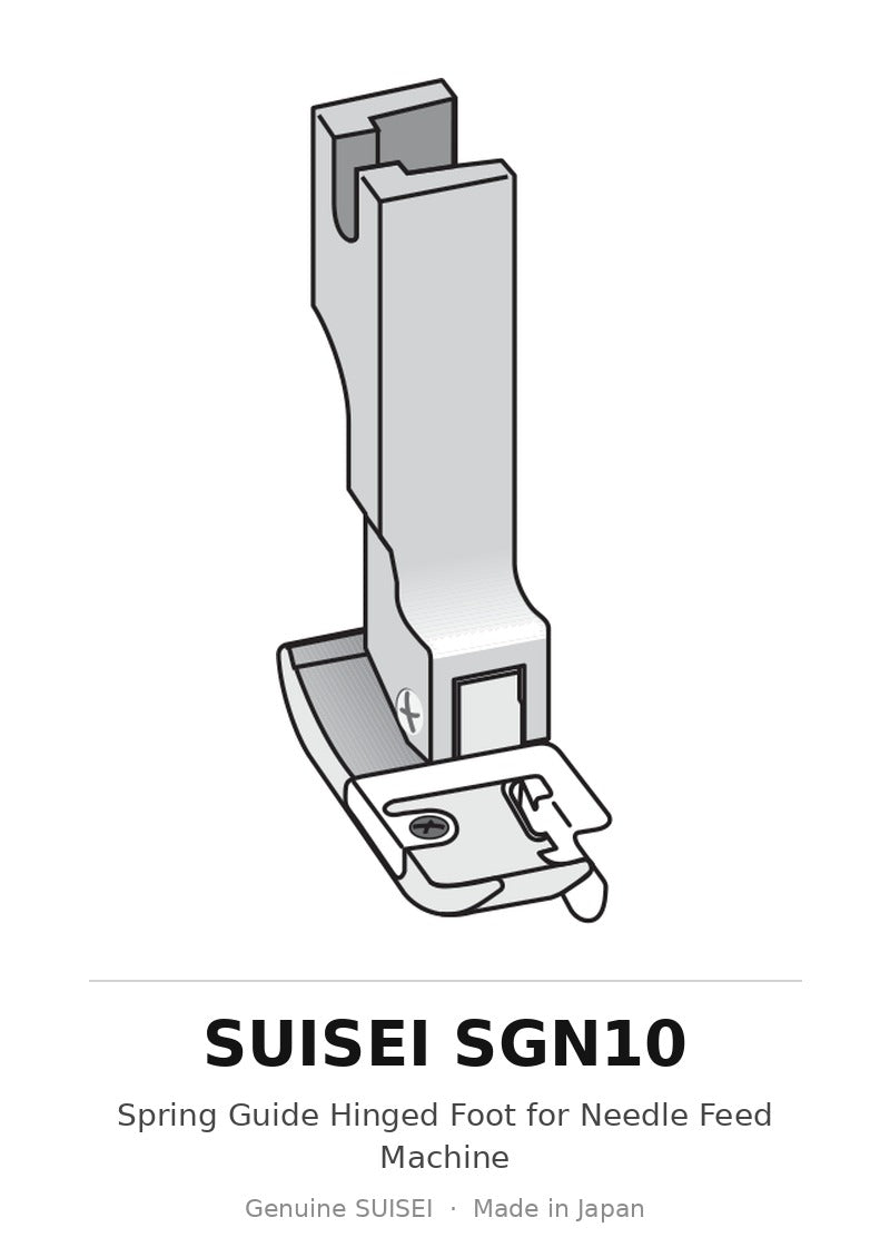 Spring Guide Hinged Foot for Needle Feed Machine - Suisei SGN10