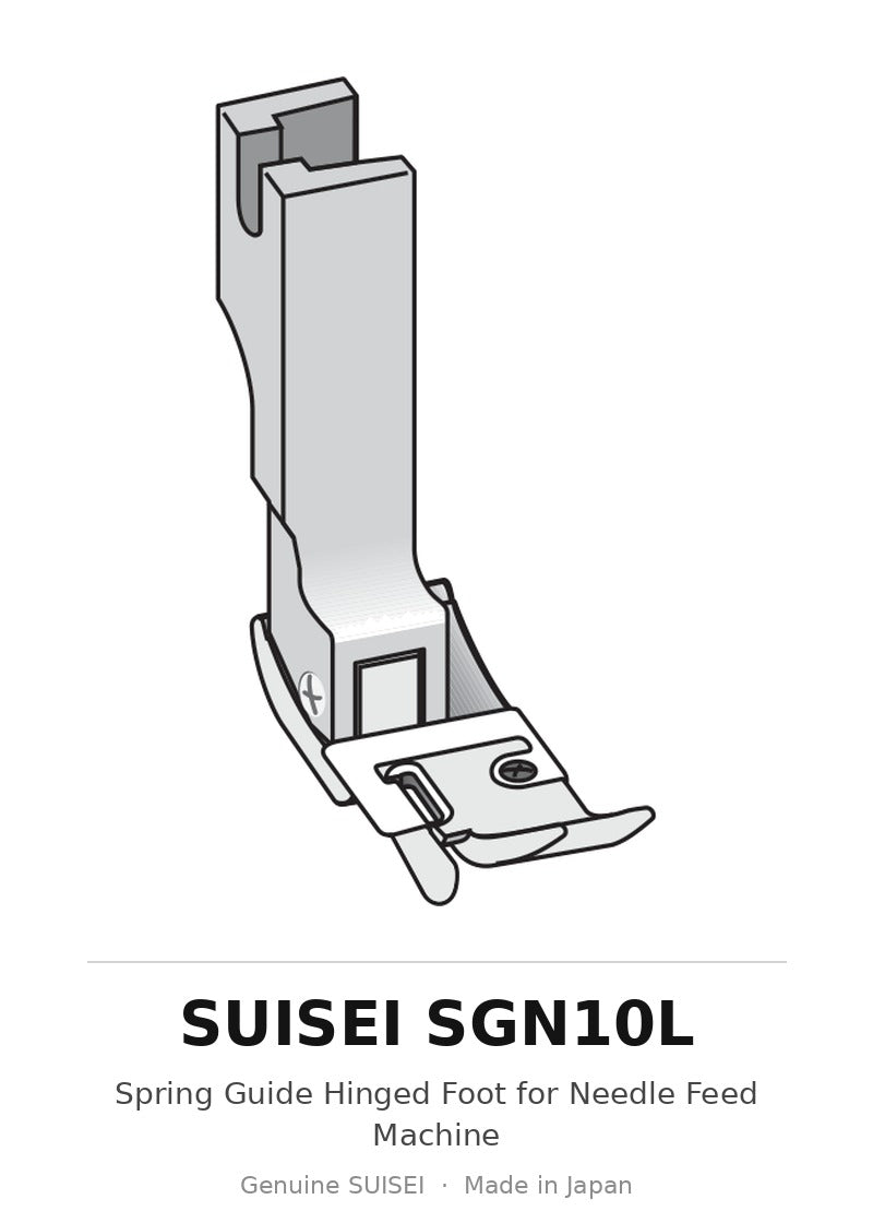 Spring Guide Hinged Foot for Needle Feed Machine - Suisei SGN10L