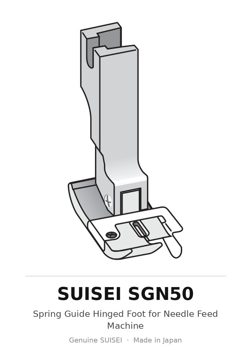 Spring Guide Hinged Foot for Needle Feed Machine - Suisei SGN50