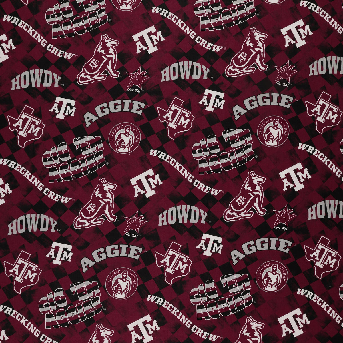 Texas A&M University Allover Checker Fabric
