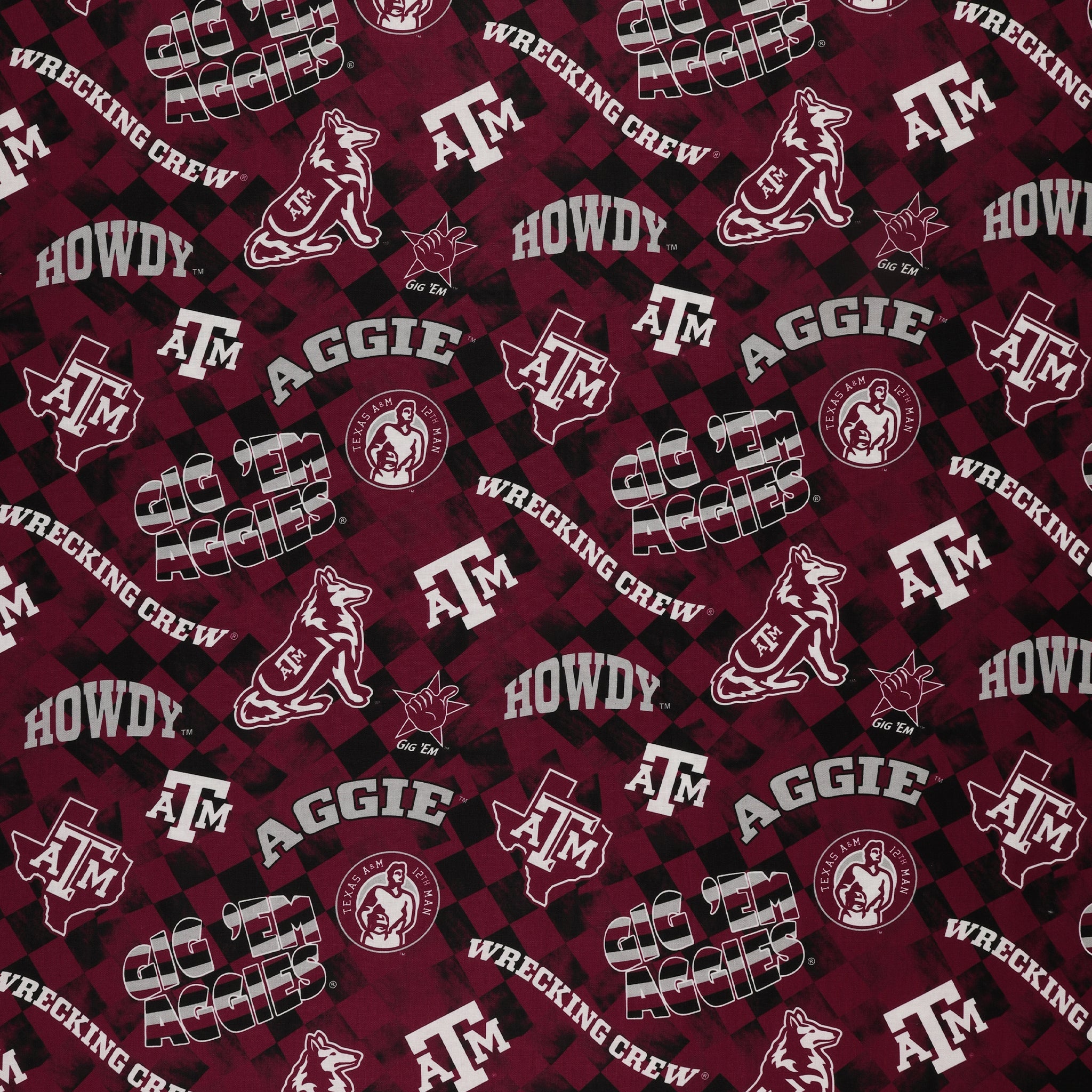 Texas A&M University Allover Checker Fabric