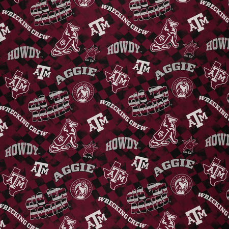 Texas A&M University Allover Checker Fabric