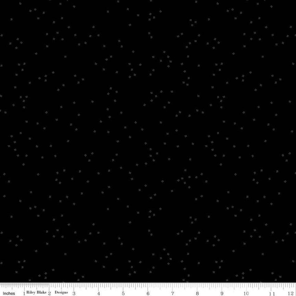 Tone on Tone Scattered Confetti Blossoms Fabric - Black